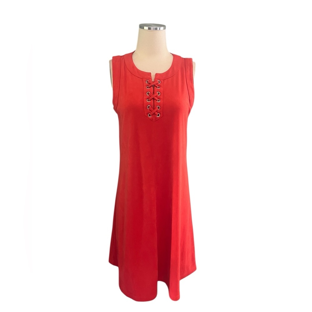 CB 1962 Vegan Suede Sleeveless Red/Rust Dress Sz 10 - Picture 3 of 9